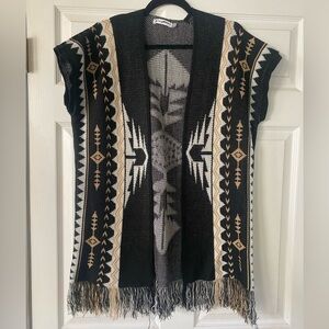 The Original Stitch Aztec Cardigan Short Sleeve Topper Womens Size S/M Light